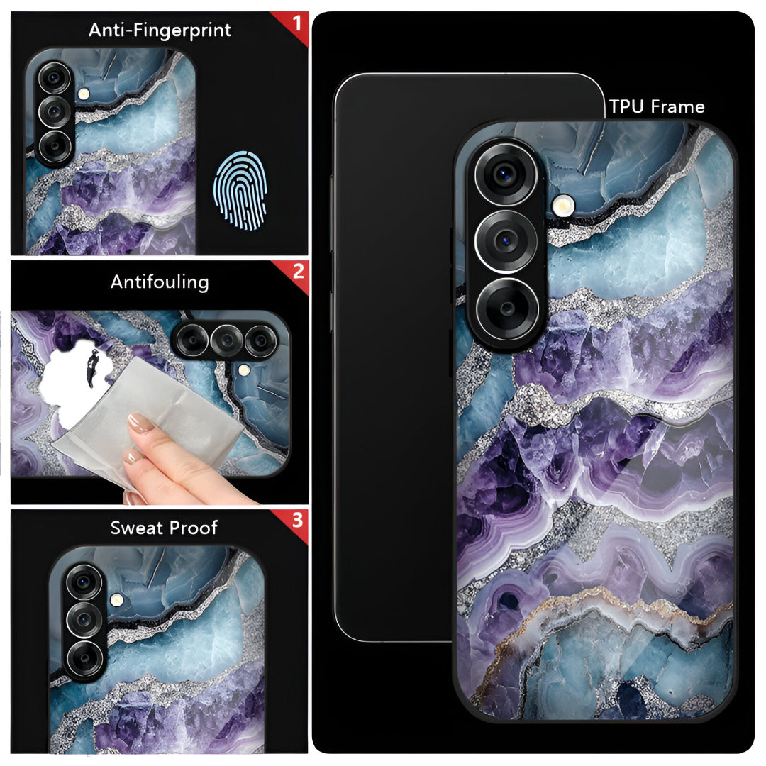 Samsung Galaxy A36 5G Premium Acrylic Shockproof Glass Back Case (Mystic Glacier Marble)