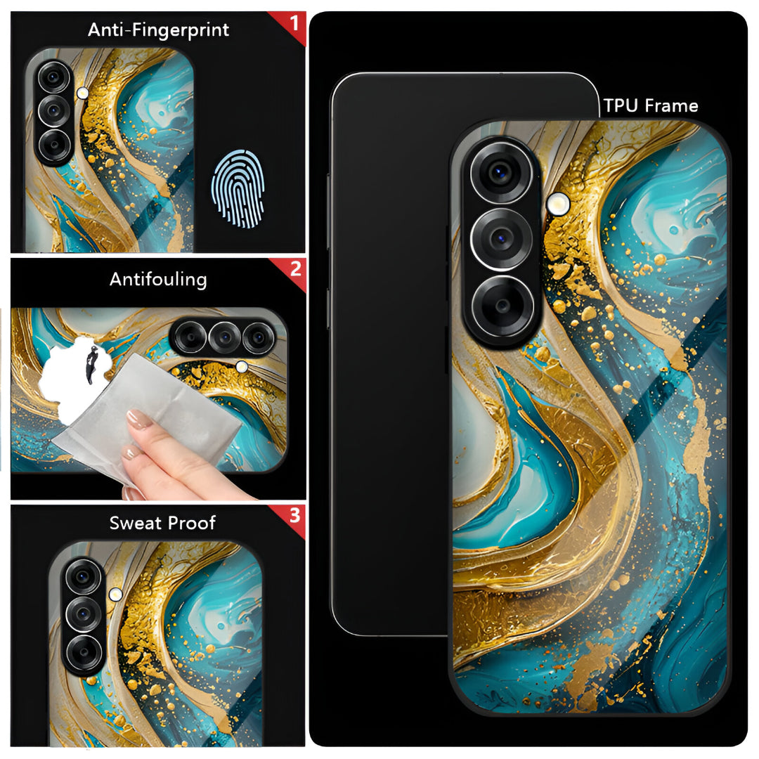 Samsung Galaxy A56 5G Premium Acrylic Shockproof Glass Back Case (Ocean Gold)