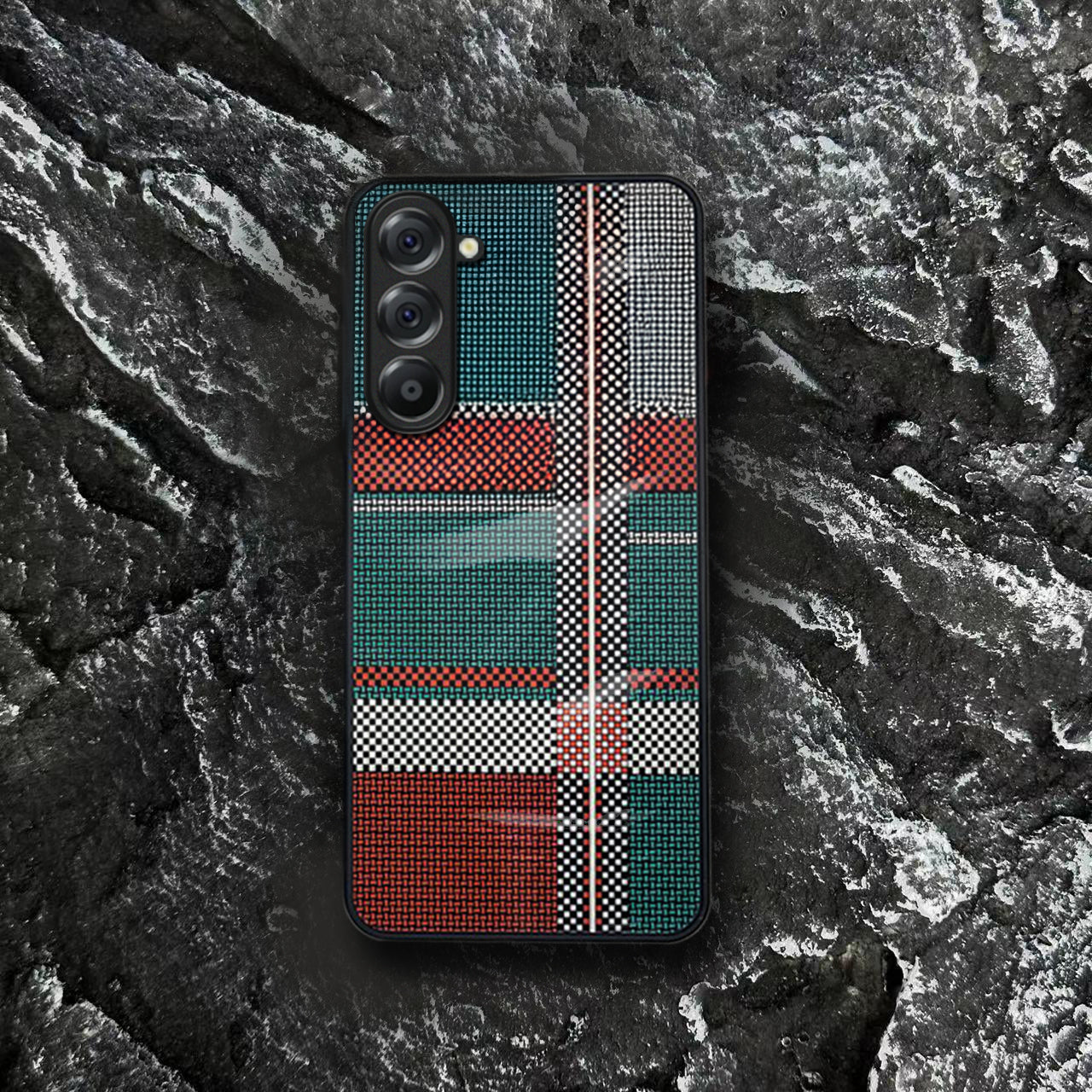 Samsung Galaxy A16 5G Luxury Grid Pattern Glass Back Shockproof Case