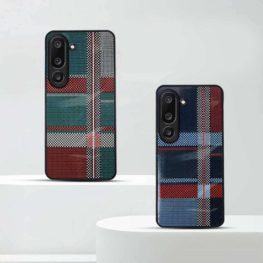 Samsung Galaxy M56 5G Luxury Grid Pattern Glass Back Shockproof Case