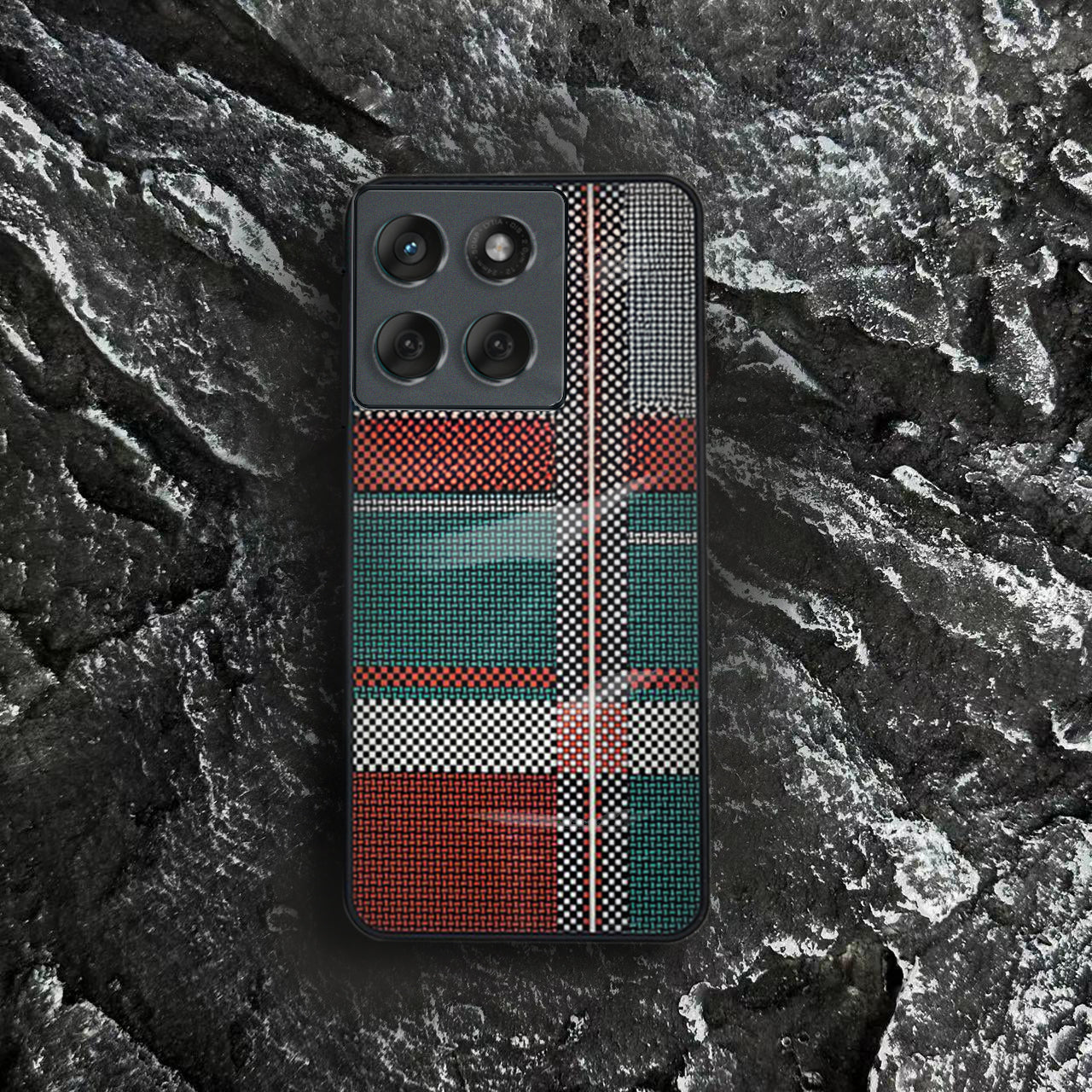 Motorola Edge 60 Fusion 5G Luxury Grid Pattern Glass Back Shockproof Case