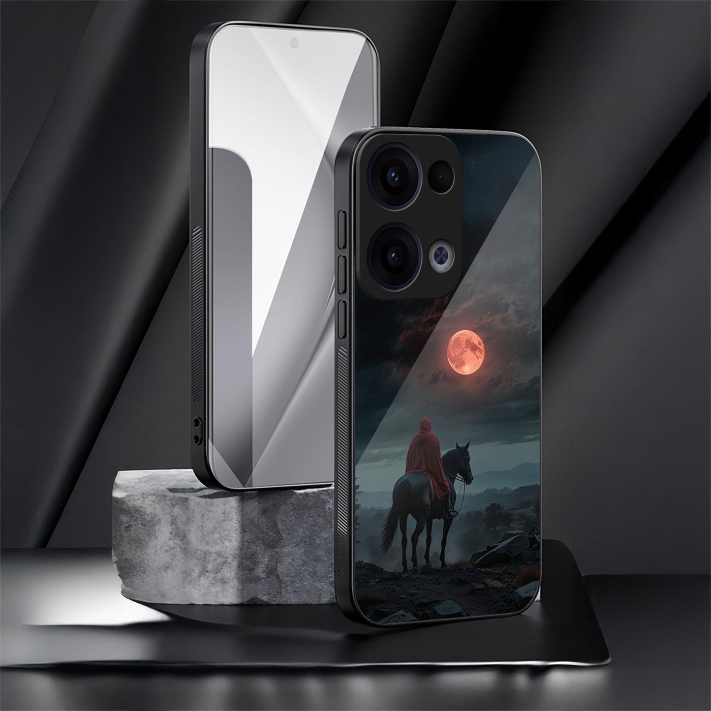 Oppo Reno 13 5G Premium Acrylic Shockproof Glass Back Case (Silent Rider)