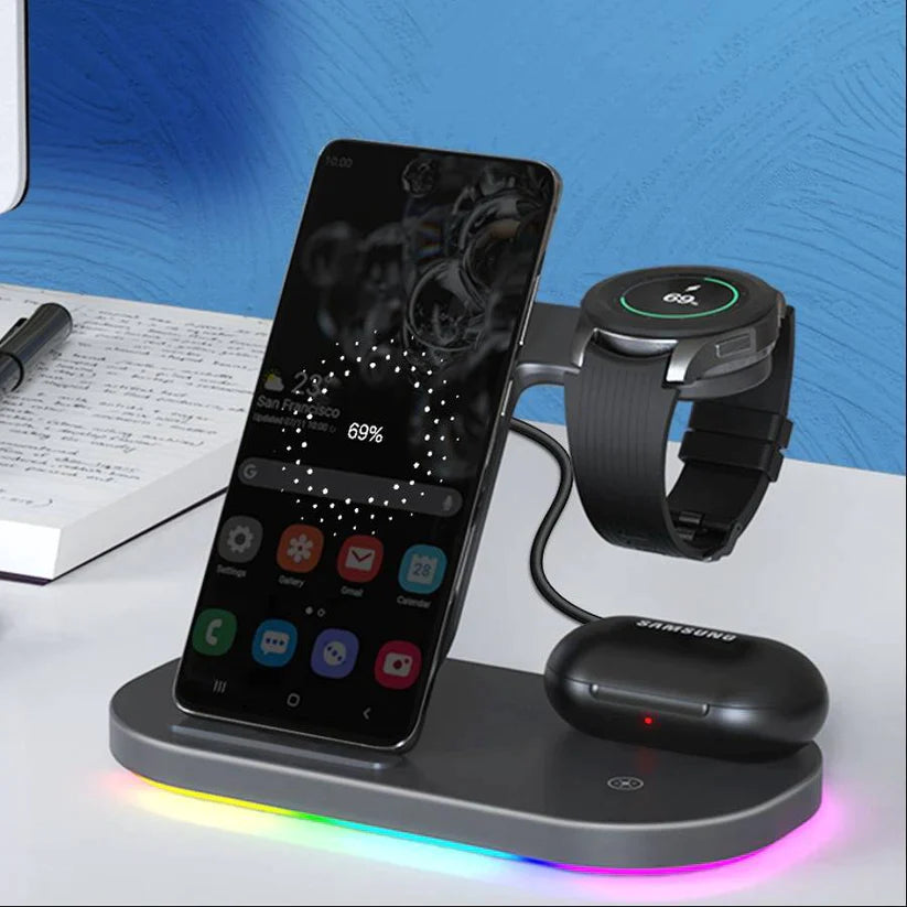 3 in 1 Colorful LED Wireless Charger