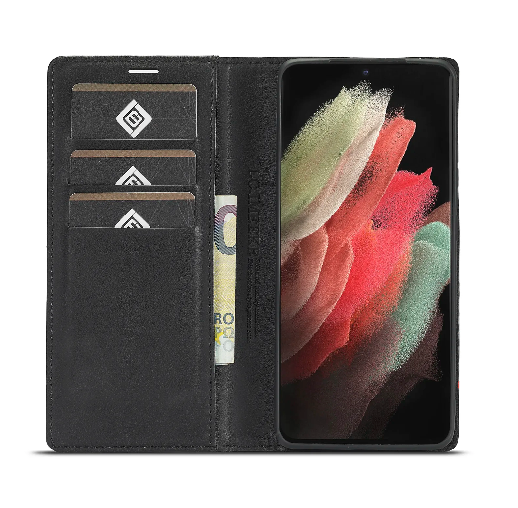 Galaxy S21 Plus Carbon Fiber Magnetic Flip Leather Case