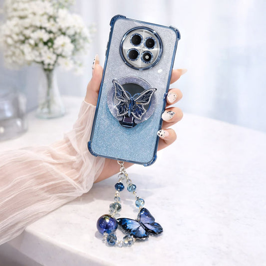 Oppo F31 Pro+ 5G Shockproof Butterfly Stand Case with Charm Strap