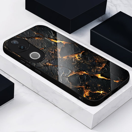 Vivo V50 5G Premium Acrylic Shockproof Glass Back Case (Volcanic Gold)