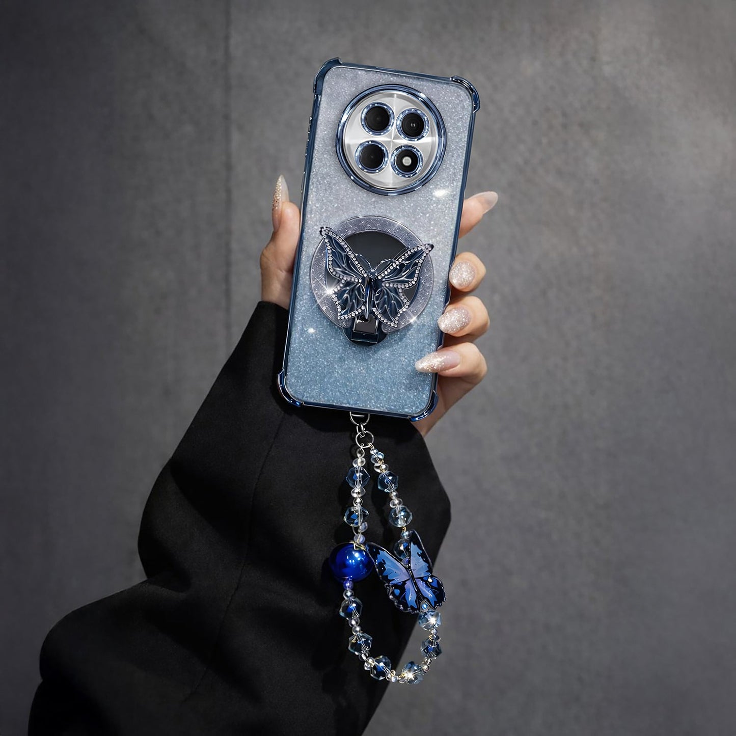 Oppo F31 Pro+ 5G Shockproof Butterfly Stand Case with Charm Strap