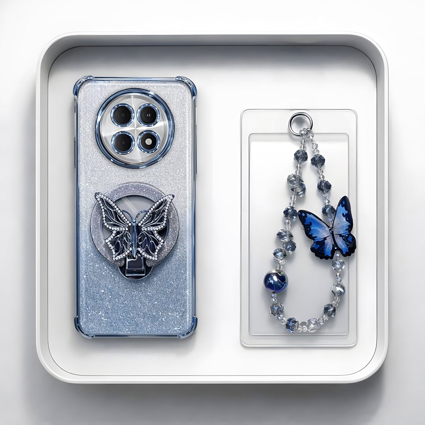 Oppo F31 Pro+ 5G Shockproof Butterfly Stand Case with Charm Strap