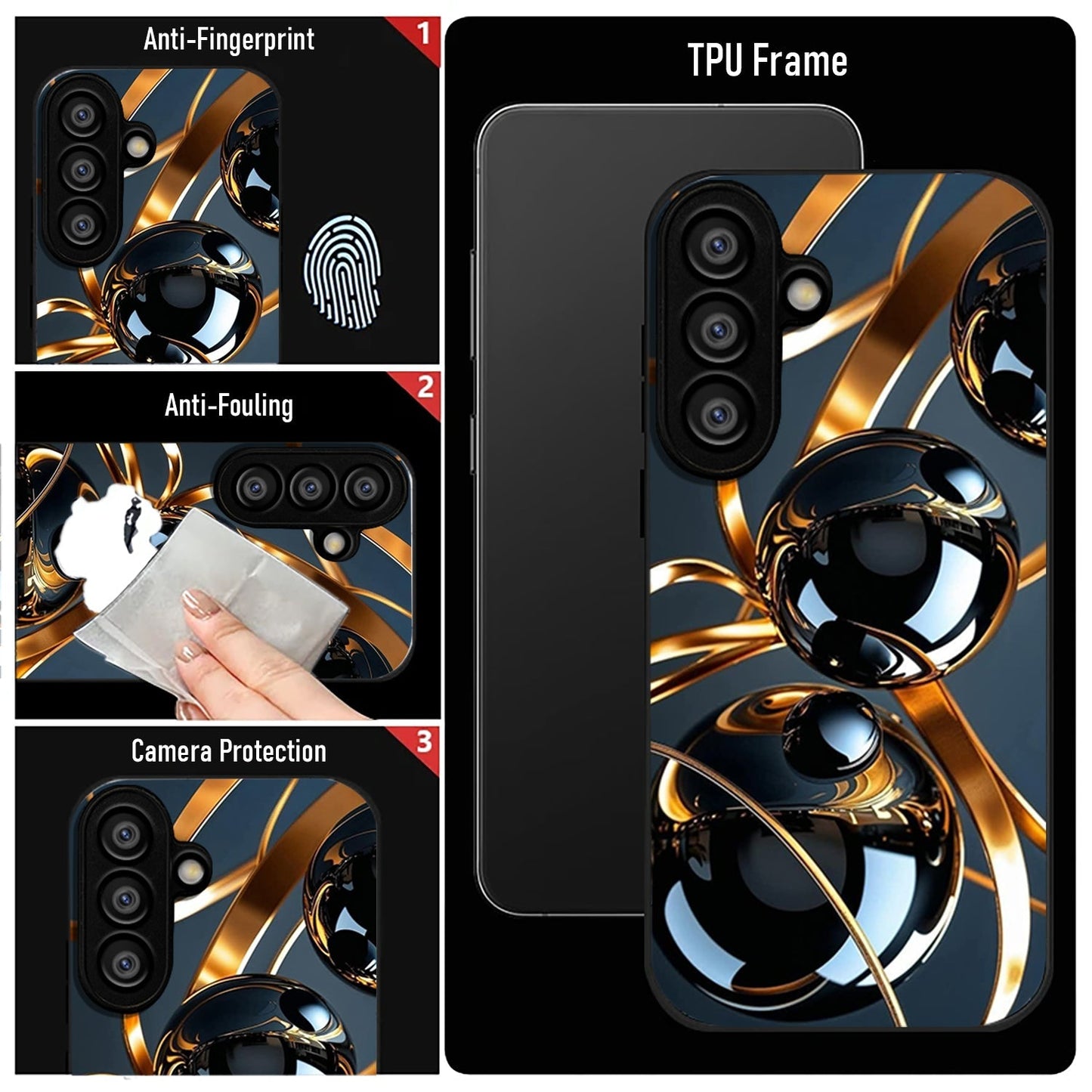 Samsung Galaxy A36 Premium Acrylic Shockproof Glass Back Case (Shiny Sphere)
