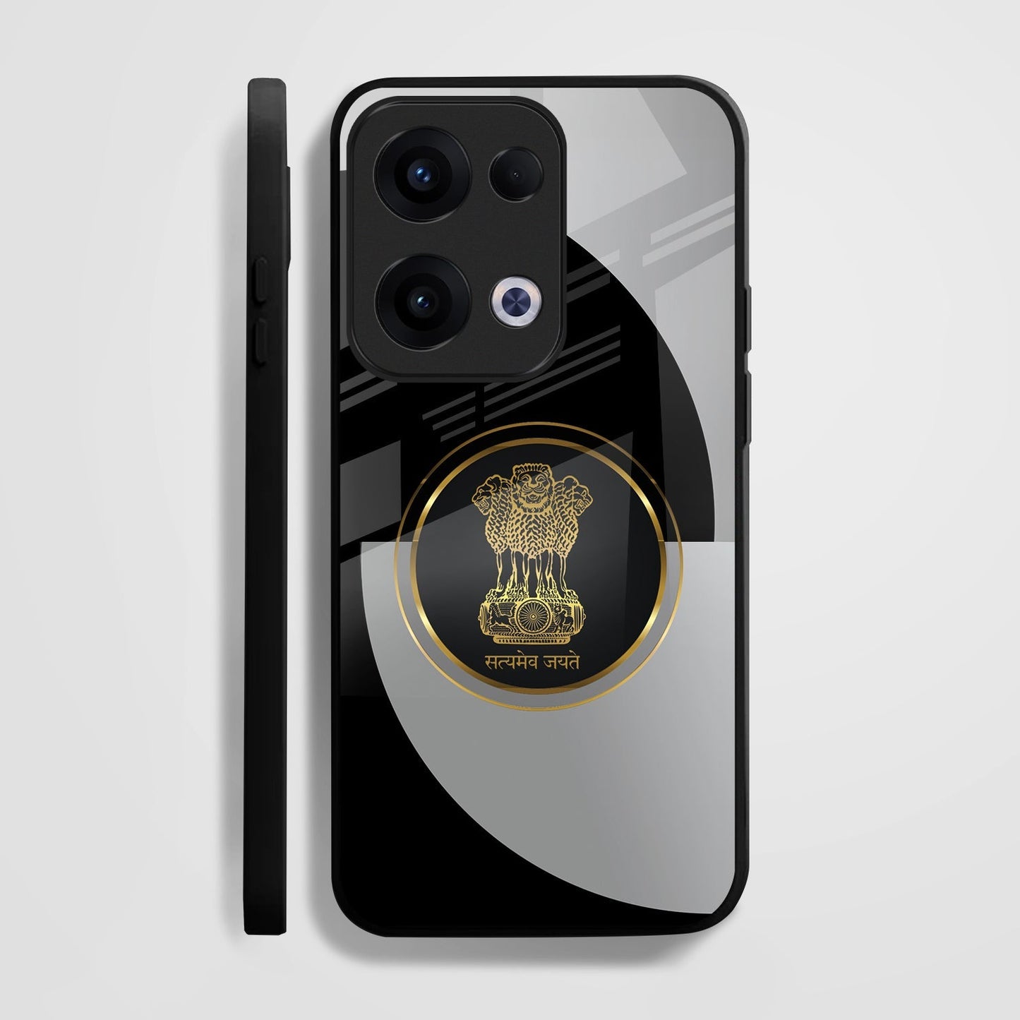 Oppo Reno 13 5G Premium Acrylic Shockproof Glass Back Case (Satyamev Noir)