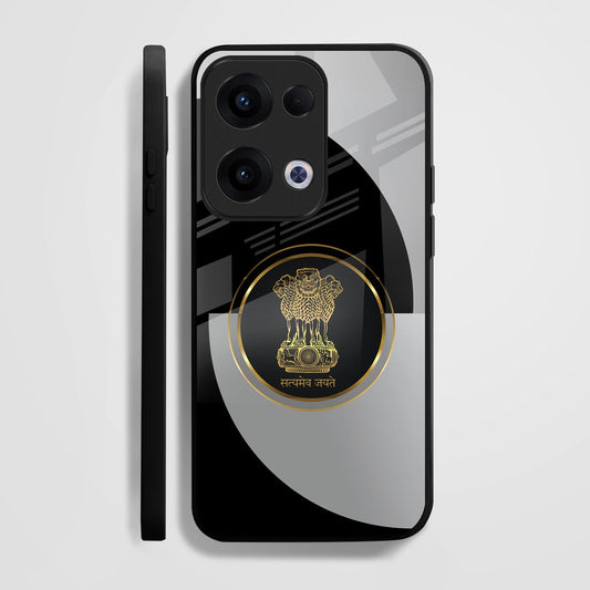 Oppo Reno 13 5G Premium Acrylic Shockproof Glass Back Case (Satyamev Noir)