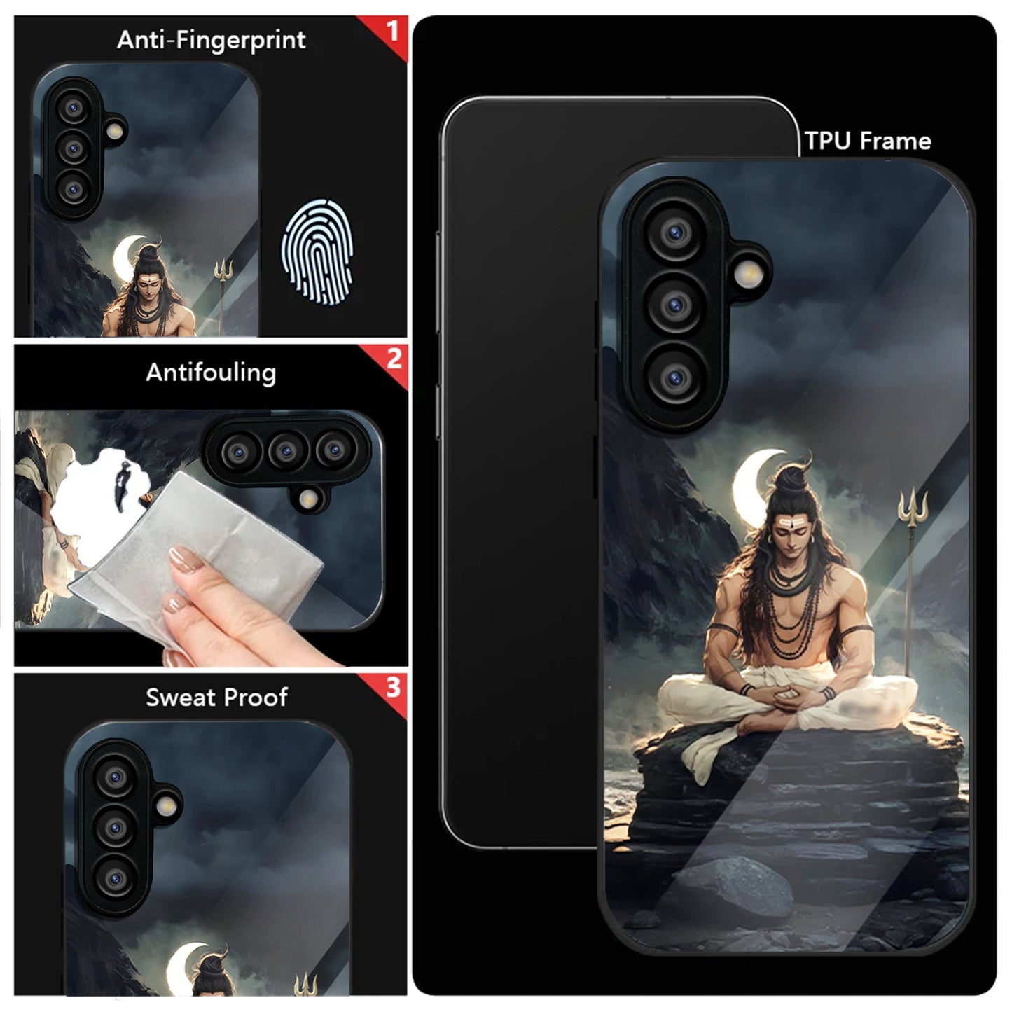 Samsung Galaxy A36 Premium Acrylic Shockproof Glass Back Case (Shiva Spirit)