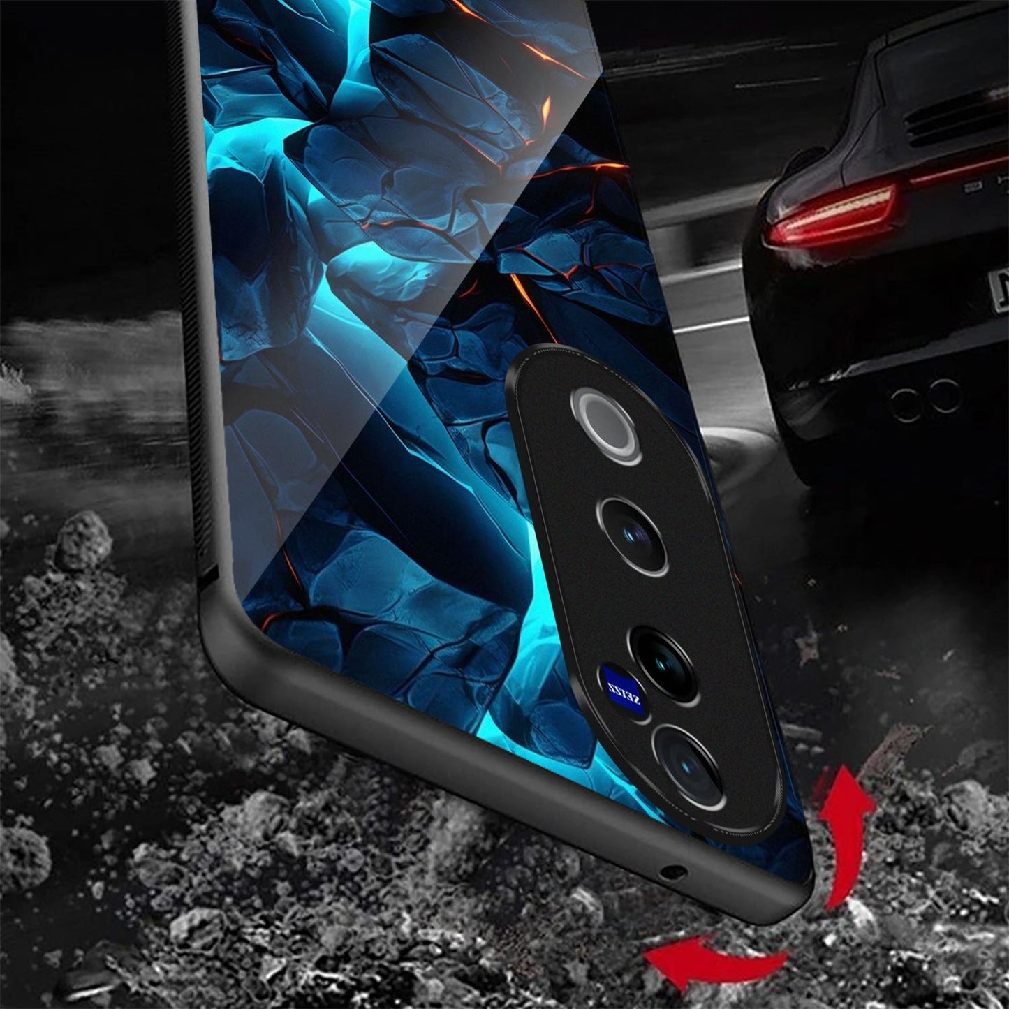 Vivo V40 Pro 5G Premium Acrylic Shockproof Glass Back Case (Iceflare)