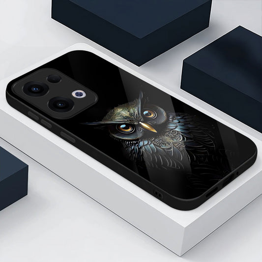Oppo Reno 13 5G Premium Acrylic Shockproof Glass Back Case (Midnight Owl)