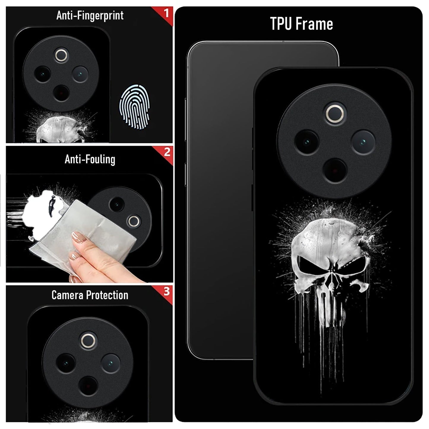 Vivo T4 5G Premium Acrylic Shockproof Glass Back Case (SkullStrike)