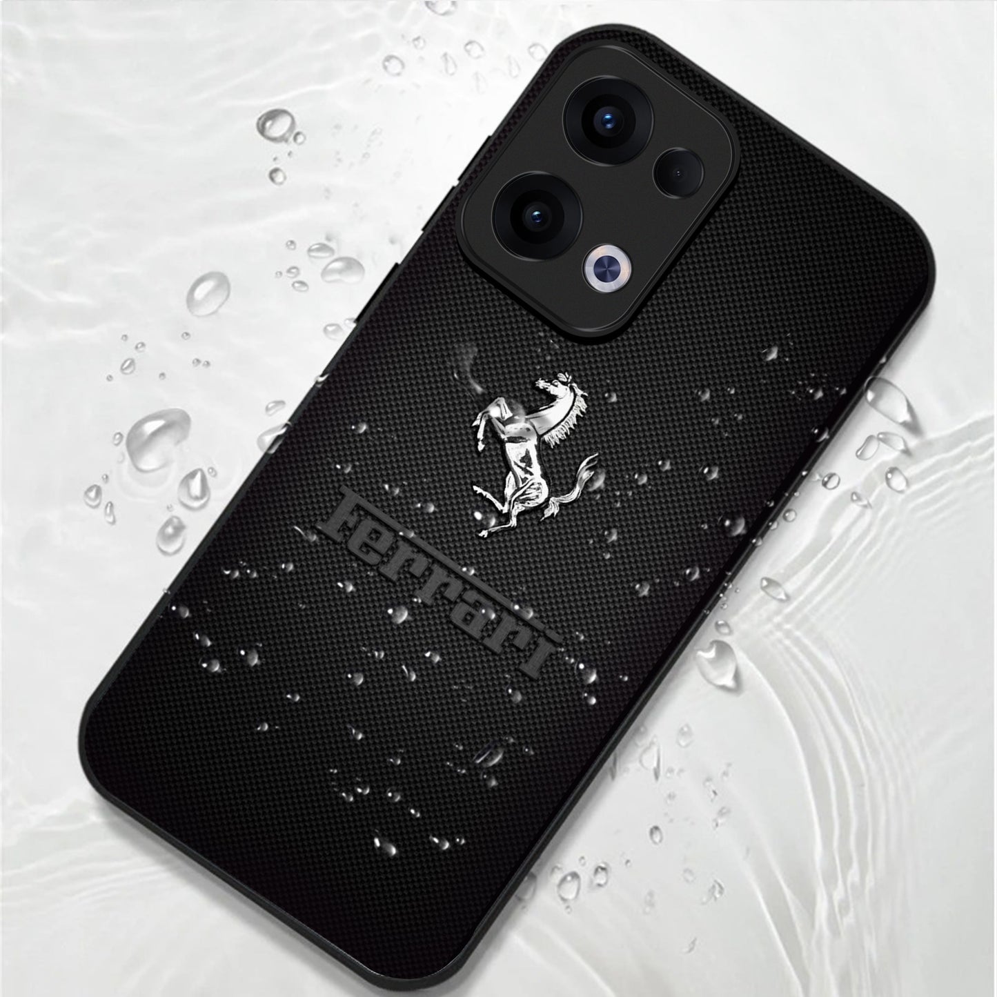 Oppo Reno 13 5G Premium Acrylic Shockproof Glass Back Case (Ferrari Carbon Fiber)