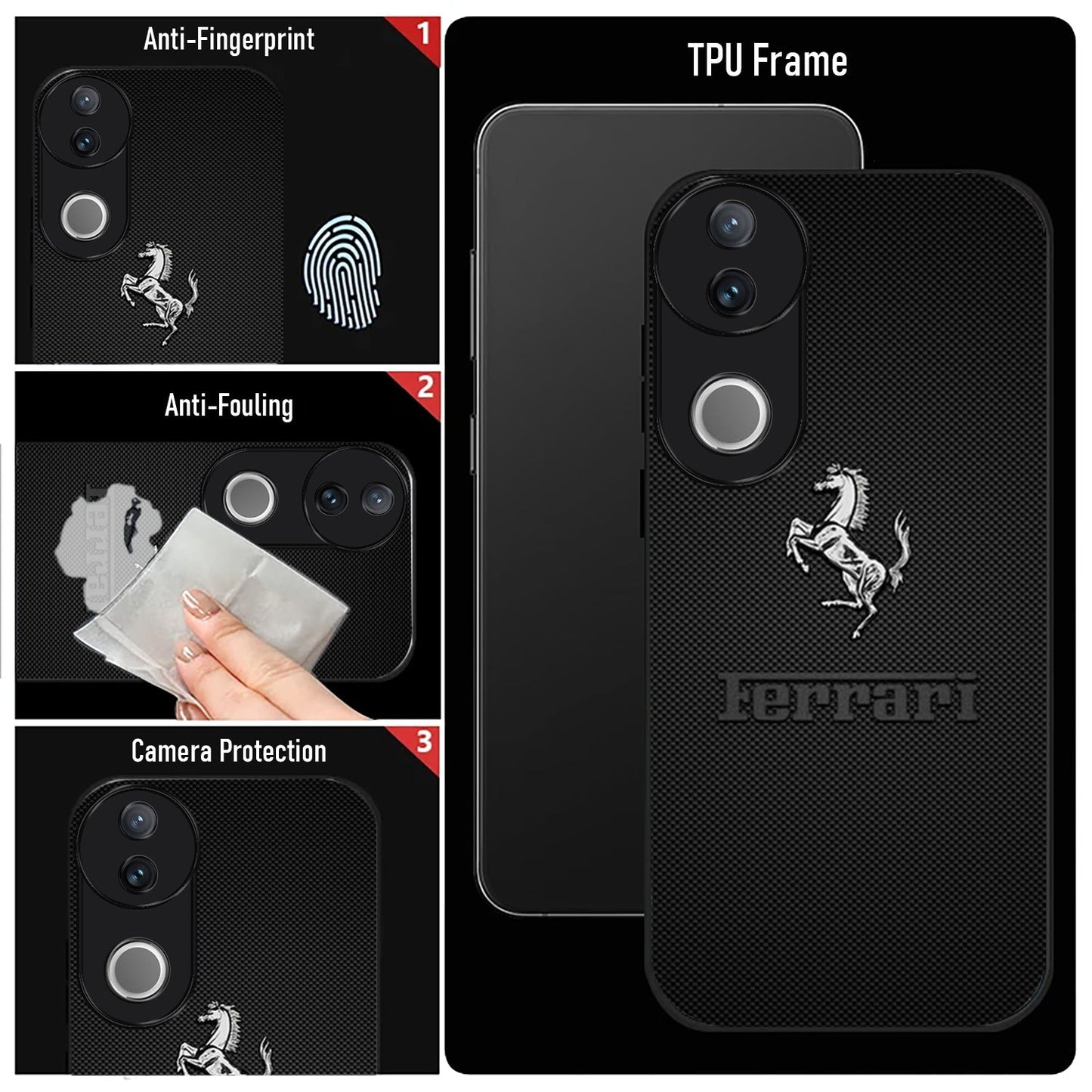 Vivo V50 5G Premium Acrylic Shockproof Glass Back Case (Ferrari Carbon Fiber)