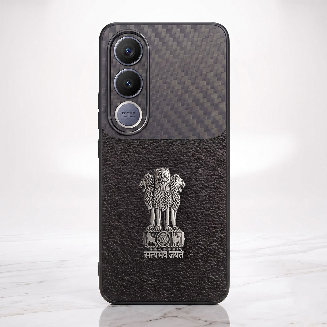 Vivo V70 FE 5G Satyamev Jayate Carbon Fiber Leather Hybrid Phone Case