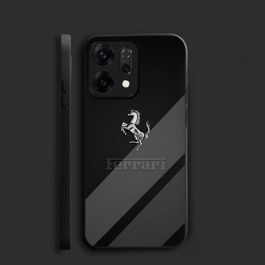 Oppo Reno 14 5G Premium Acrylic Shockproof Glass Back Case (Ferrari Carbon Fiber)