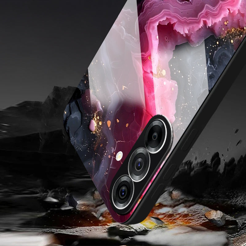 Samsung Galaxy A36 5G Premium Acrylic Shockproof Glass Back Case (Pink Aura Crystal)