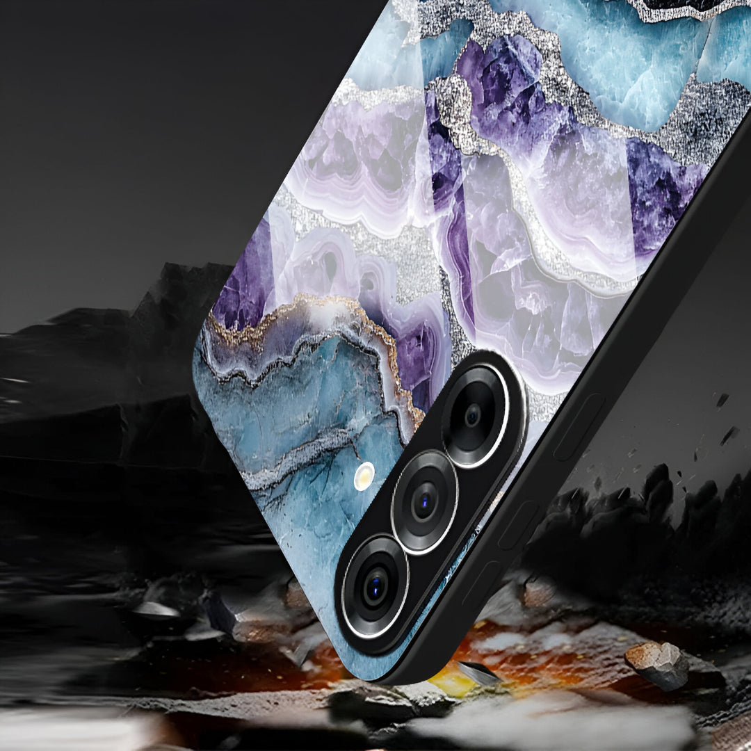 Samsung Galaxy A56 5G Premium Acrylic Shockproof Glass Back Case (Mystic Glacier Marble)