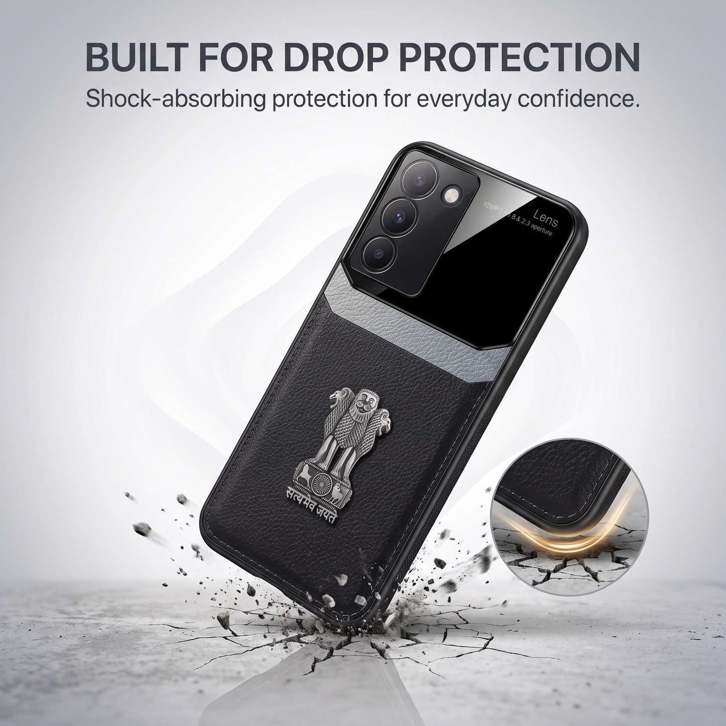 Vivo Y200e 5G Satyamev Jayate 3D Metal Leather Back Case