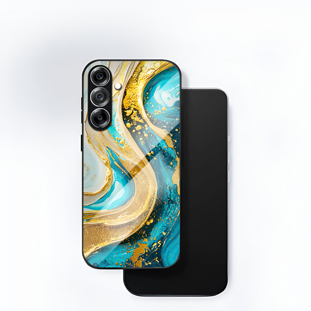 Samsung Galaxy A36 5G Premium Acrylic Shockproof Glass Back Case (Ocean Gold)