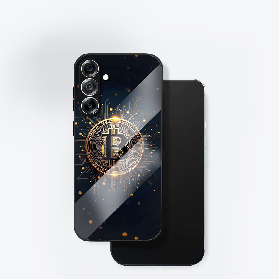 Samsung Galaxy A56 5G Premium Acrylic Shockproof Glass Back Case (Bitcoin Armor)