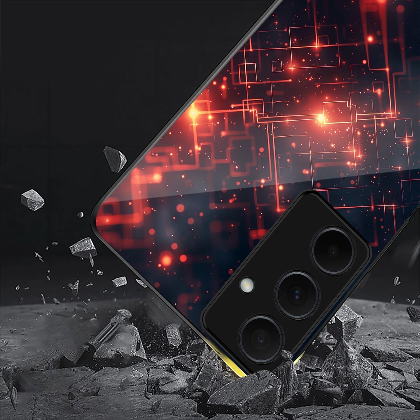 Samsung Galaxy A56 5G Premium Acrylic Shockproof Glass Back Case (Fire Circuit)