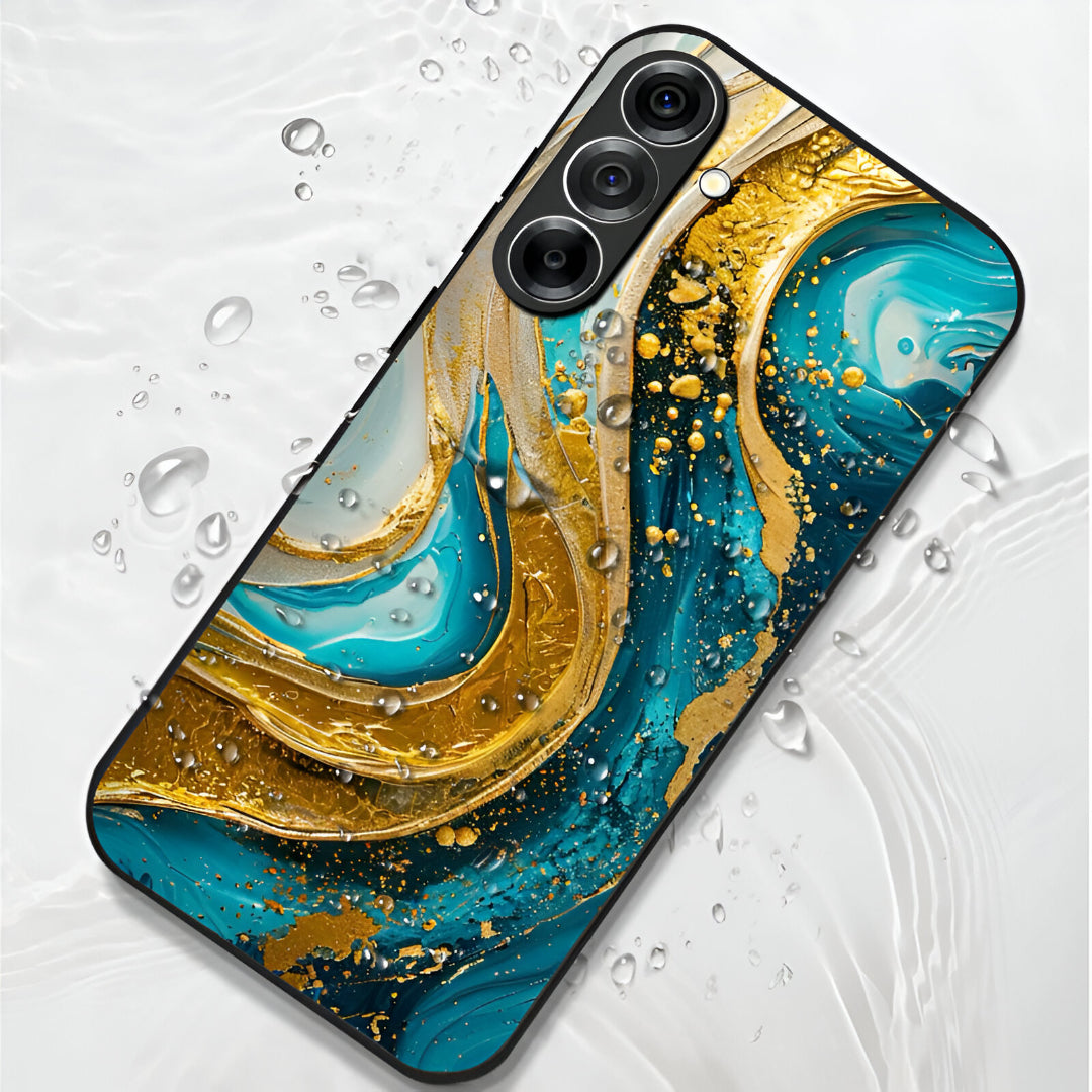 Samsung Galaxy A36 5G Premium Acrylic Shockproof Glass Back Case (Ocean Gold)