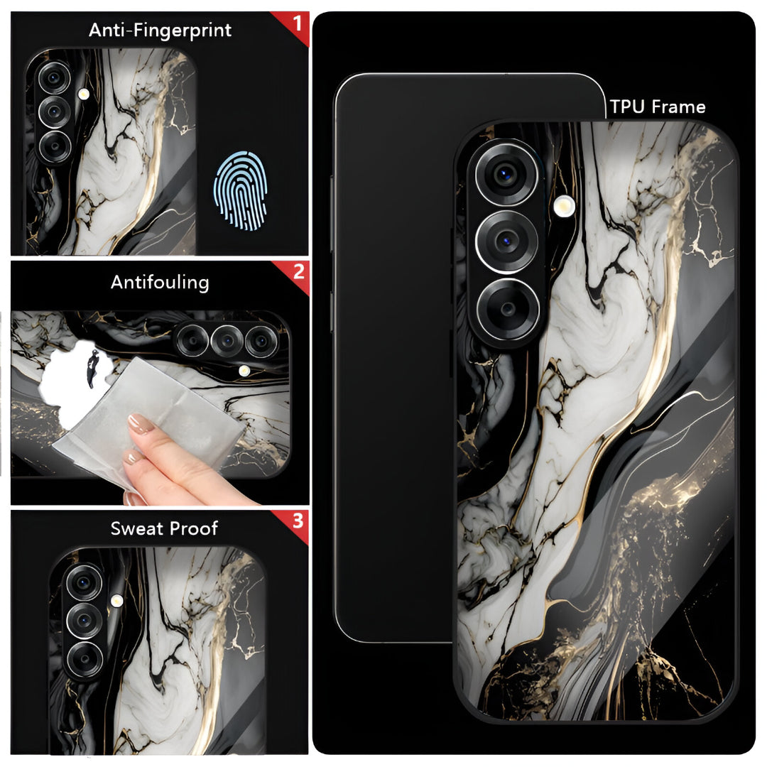 Samsung Galaxy A36 5G Premium Acrylic Shockproof Glass Back Case (Royal Marble Flow)