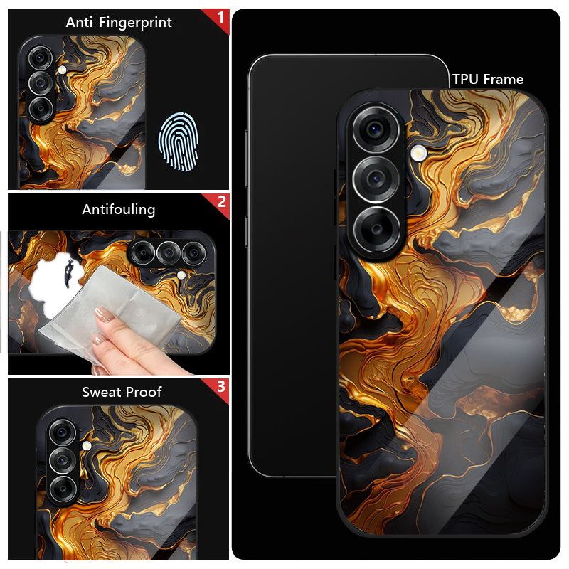 Samsung Galaxy A36 5G Premium Acrylic Shockproof Glass Back Case (Vulcan Marble)