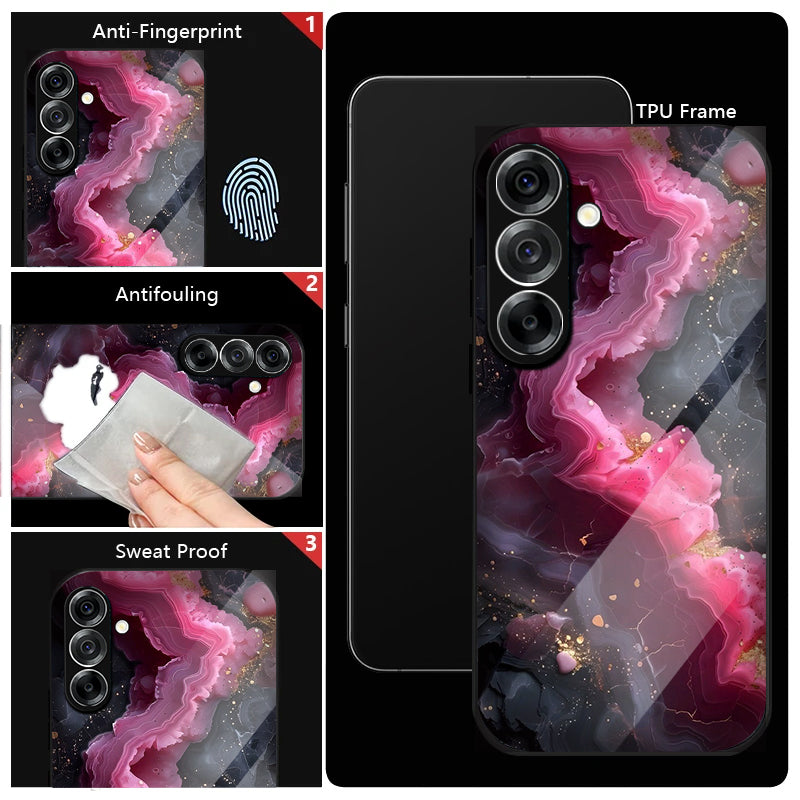 Samsung Galaxy A56 5G Premium Acrylic Shockproof Glass Back Case (Pink Aura Crystal)