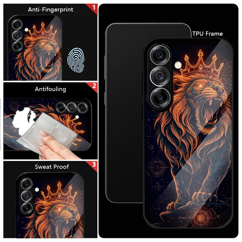Samsung Galaxy A56 5G Premium Acrylic Shockproof Glass Back Case (King’s Roar)