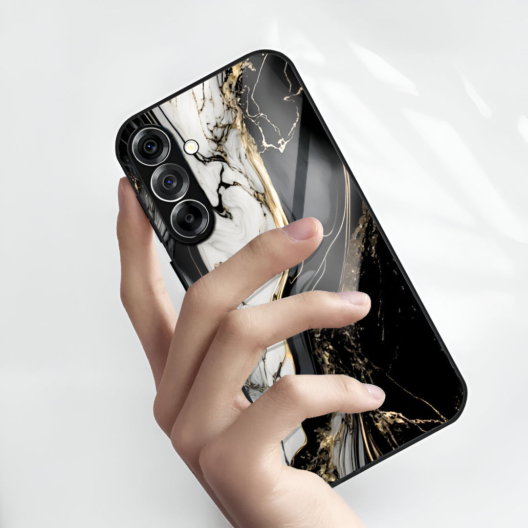 Samsung Galaxy A36 5G Premium Acrylic Shockproof Glass Back Case (Royal Marble Flow)