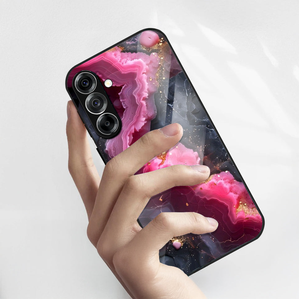 Samsung Galaxy A36 5G Premium Acrylic Shockproof Glass Back Case (Pink Aura Crystal)