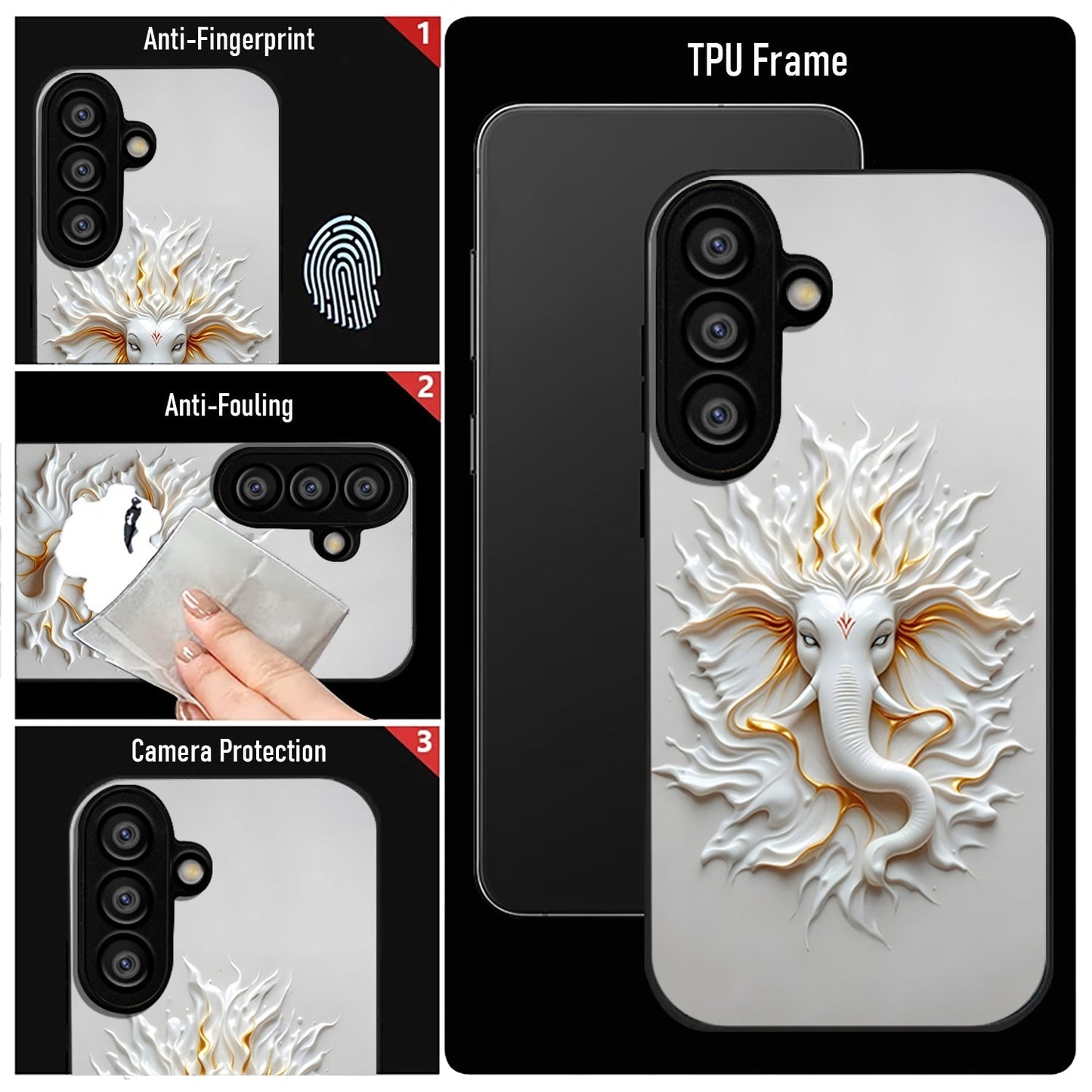 Samsung Galaxy A36 5G Premium Acrylic Shockproof Glass Back Case (White Ganesha)
