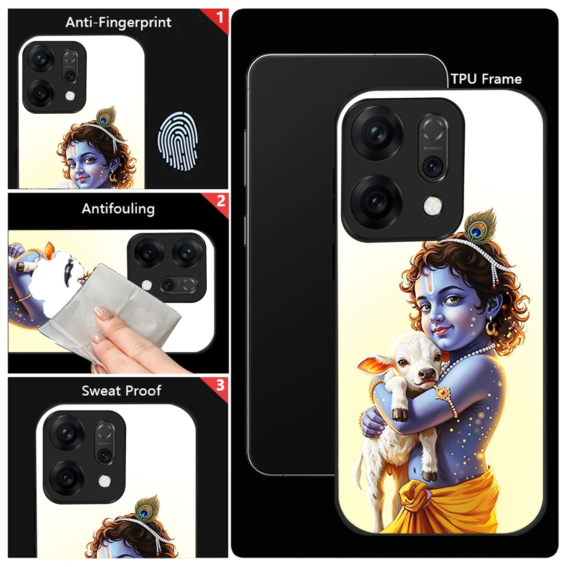 Oppo Reno 14 Acrylic cute krishna Back Glass Cover