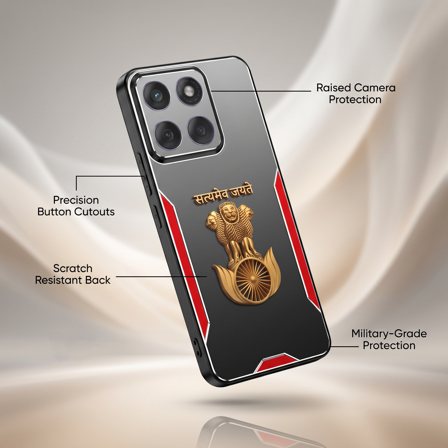 Motorola Edge 60 Fusion 5G Satyamev Jayate 3D Metal Aluminium Back Case