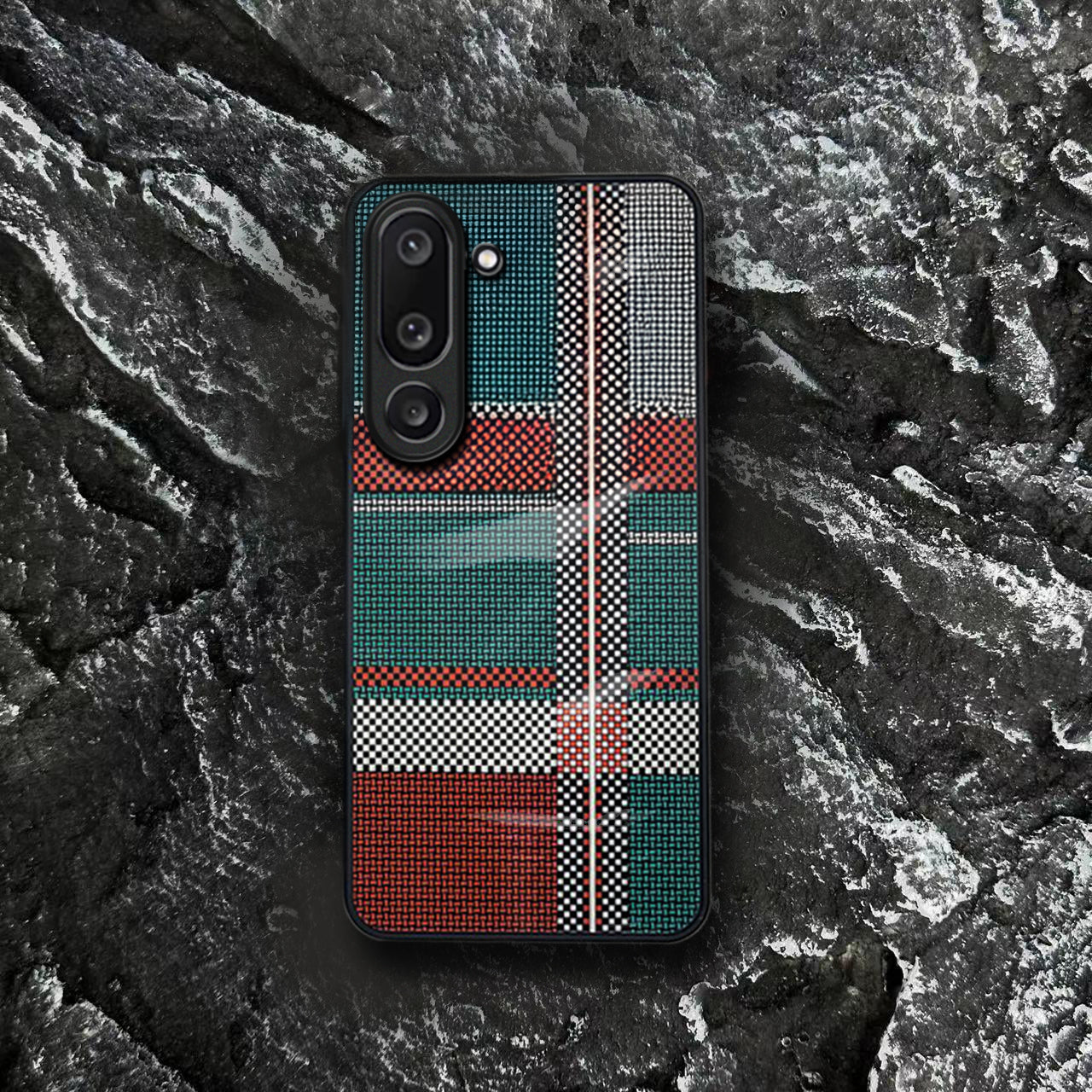 Samsung Galaxy M56 5G Luxury Grid Pattern Glass Back Shockproof Case