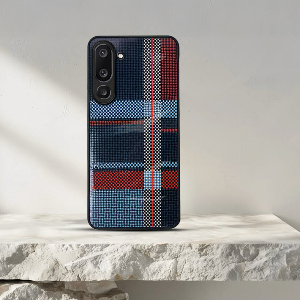 Samsung Galaxy M56 5G Luxury Grid Pattern Glass Back Shockproof Case
