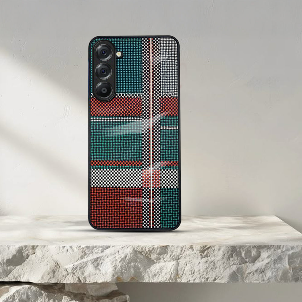 Samsung Galaxy A16 5G Luxury Grid Pattern Glass Back Shockproof Case