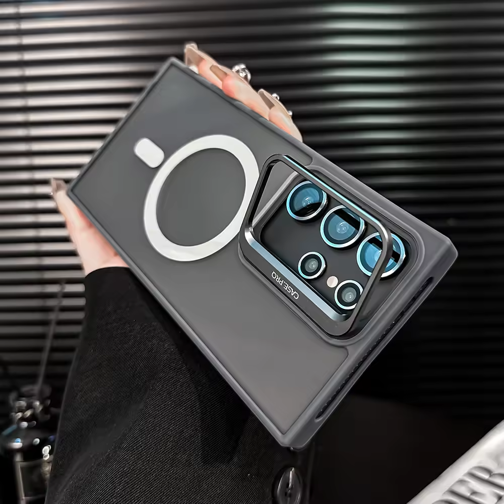 Samsung Galaxy S23 Ultra/S24 Ultra 5G New Frosted Matte Magnetic Metal Kickstand Shockproof  Phone Case Cover