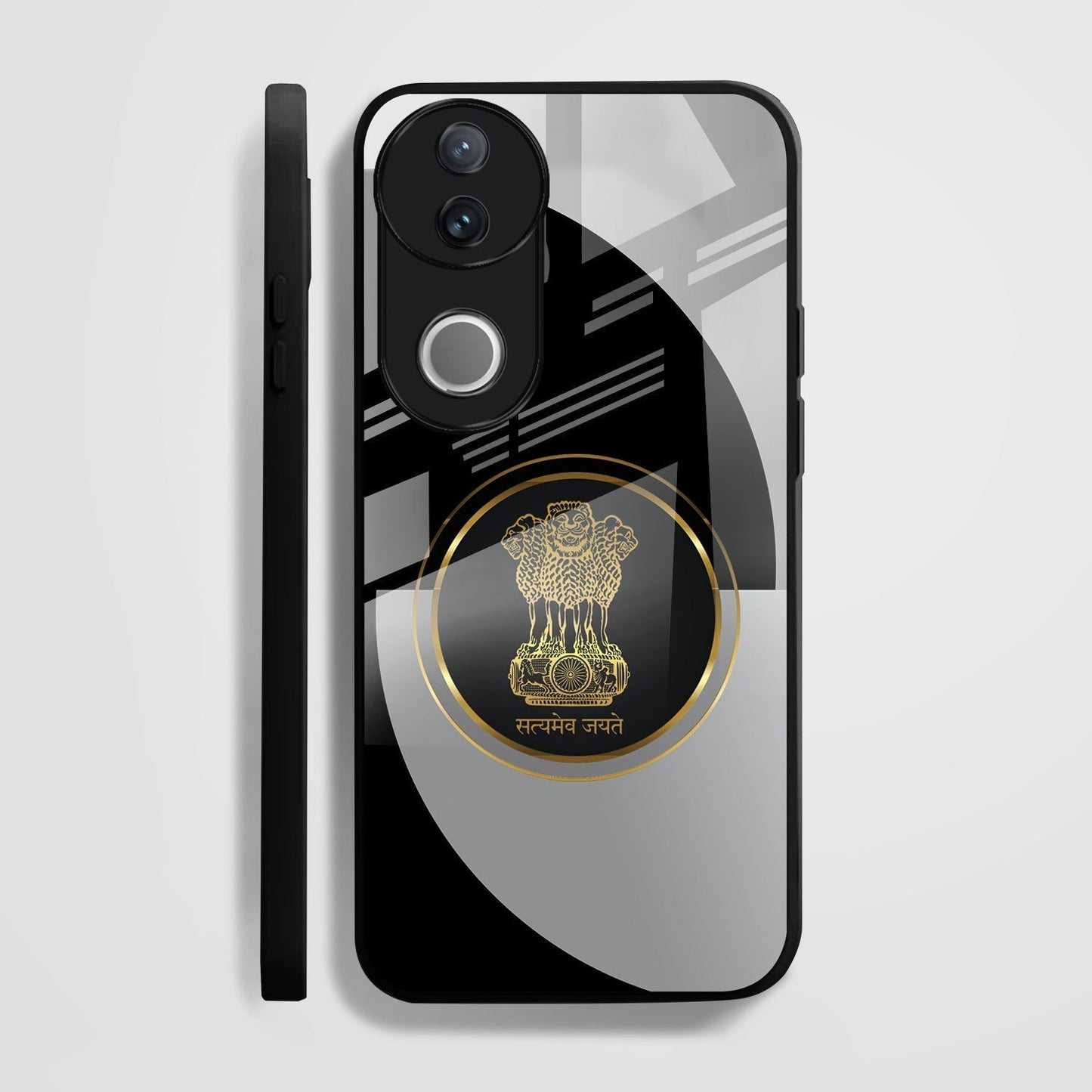 Vivo V50 5G Premium Acrylic Shockproof Glass Back Case (Satyamev Noir)