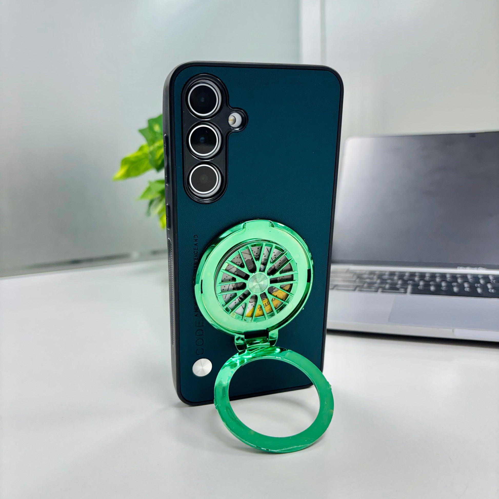 Samsung Galaxy A35 5G Stress Buster Wheel Soft Vegan Scratch Resistant Back Case green