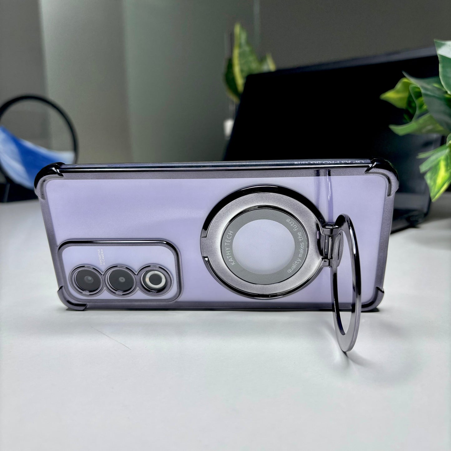 Oppo A3 Pro 5G Original Luxury Magnifier Ring Stand Shockproof Airbags Corner Case