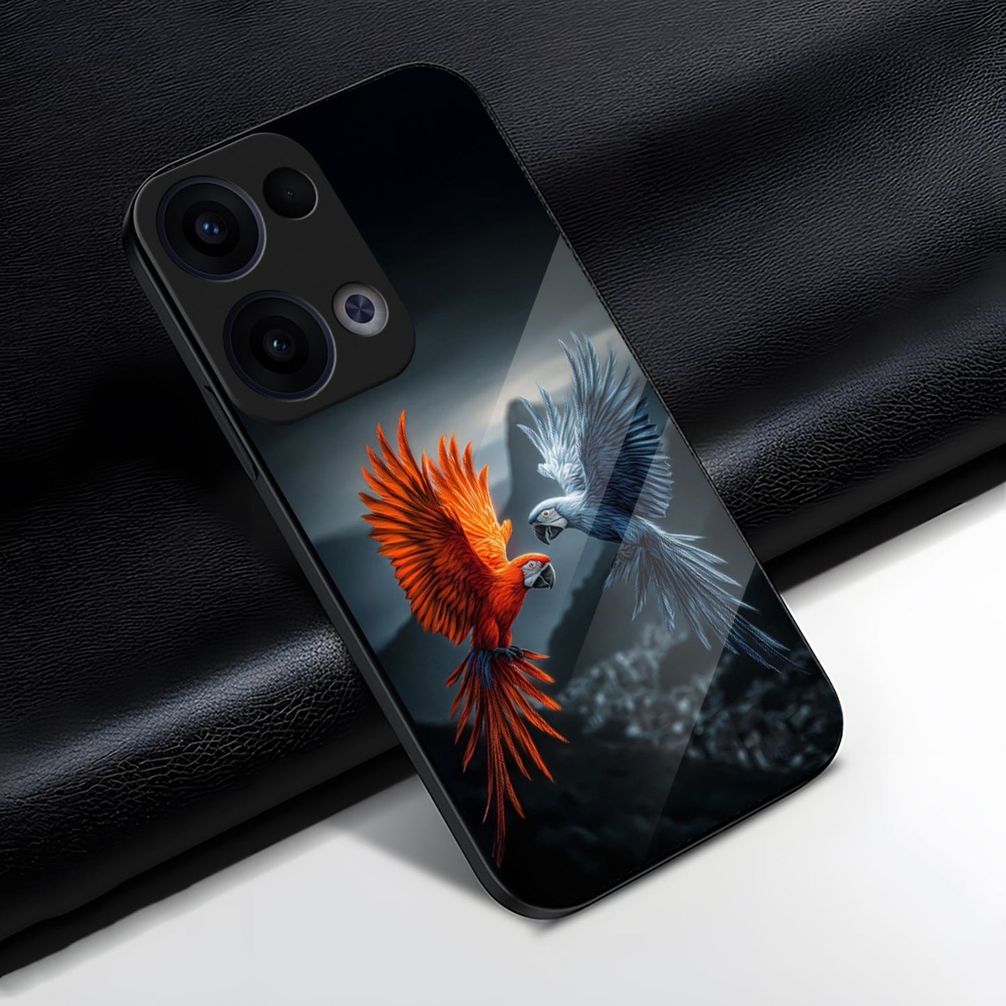 Oppo Reno 13 5G Premium Acrylic Shockproof Glass Back Case (Feather Duel)