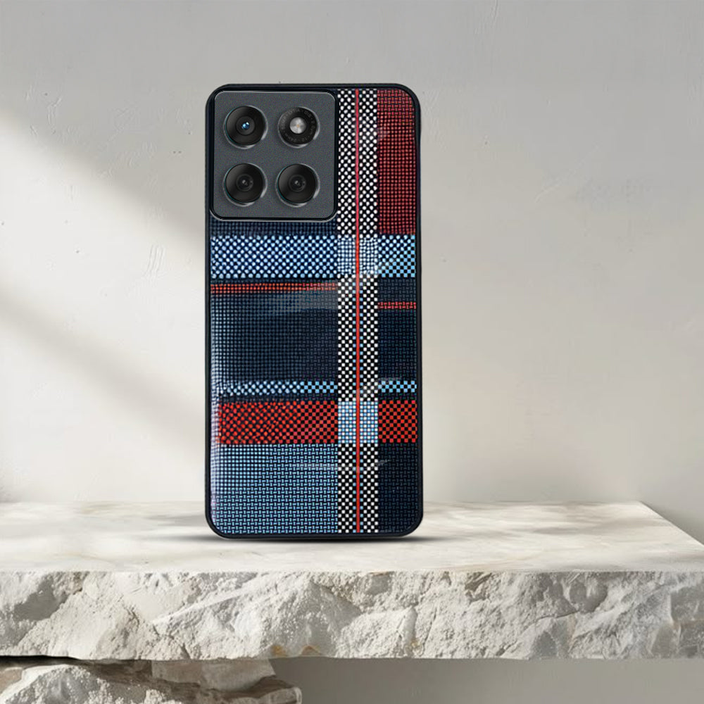 Motorola Edge 60 Fusion 5G Luxury Grid Pattern Glass Back Shockproof Case
