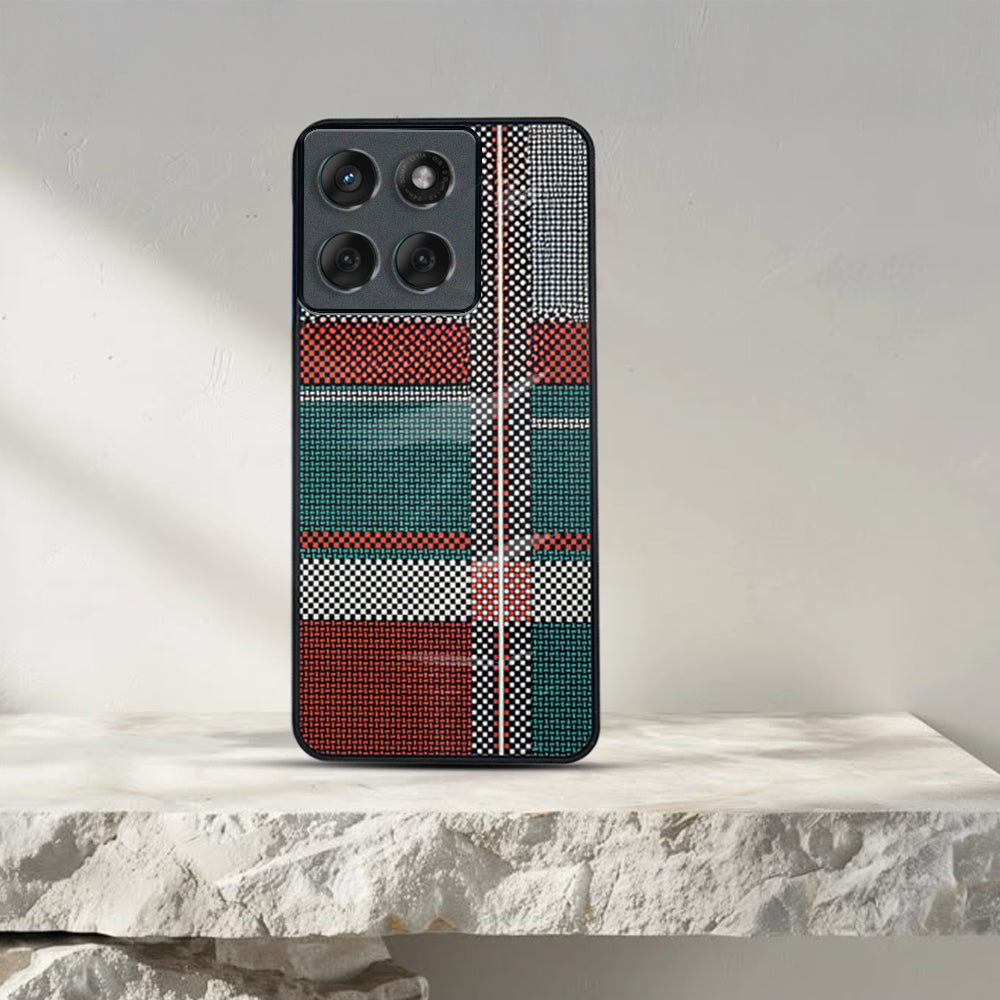 Motorola Edge 60 Fusion 5G Luxury Grid Pattern Glass Back Shockproof Case