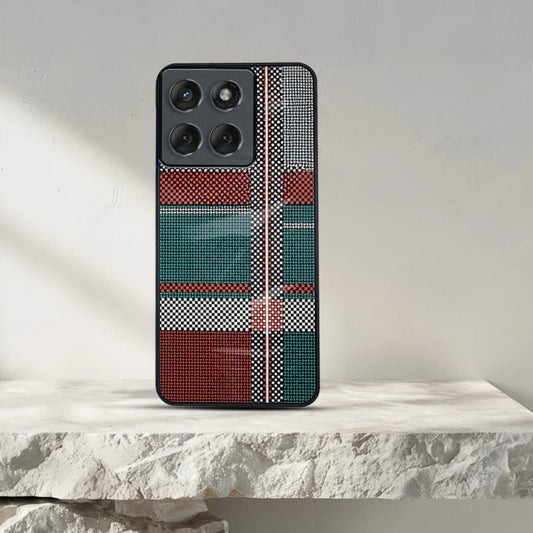 Motorola Edge 60 Fusion 5G Luxury Grid Pattern Glass Back Shockproof Case